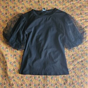 Strut & Bolt Black Elegant Puff Sleeve Top S